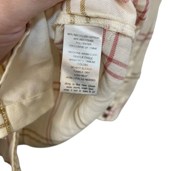 Toad & Co Re-Form Flannel Shirt Long Sleeve Beige Red Brown Women’s Size Medium - Picture 4 of 8